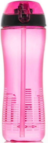 בקבוק Lock & Lock ספורט עם קשית סיליקון מובנית 550 מ''ל - צבע ורוד