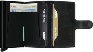ארנק עור קומפקטי בעל הגנת Secrid Miniwallet RFID - שחור וינטייג'