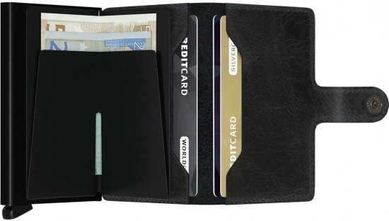 ארנק עור קומפקטי בעל הגנת Secrid Miniwallet RFID - שחור וינטייג'