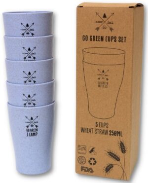 סט 5 כוסות 250 מ''ל GO GREEN מבית I-CAMP - צבע תכלת