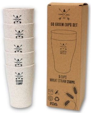 סט 5 כוסות 250 מ''ל GO GREEN מבית I-CAMP - צבע בז'