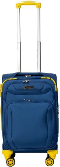 מזוודת טרולי מבד בגודל 20 אינץ' דגם Napolitano מבית Camel Mountain - צבע כחול וצהוב