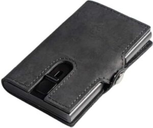 ארנק עור RFID דגם Automatic Leather Popup מבית Camel Mountain - צבע שחור