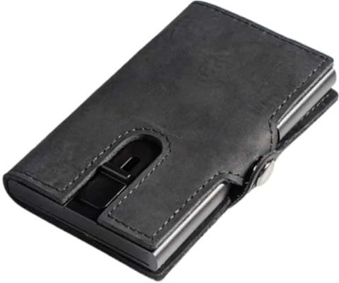 ארנק עור RFID דגם Automatic Leather Popup מבית Camel Mountain - צבע שחור