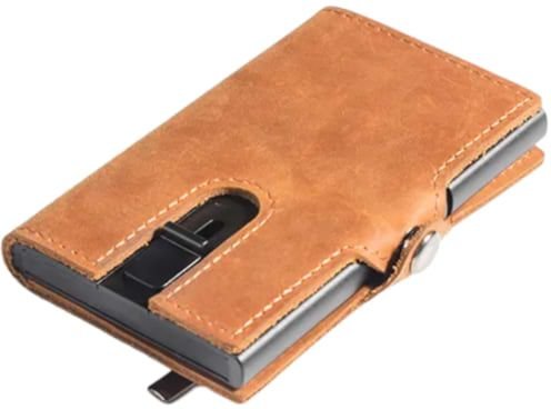 ארנק עור RFID דגם Automatic Leather Popup מבית Camel Mountain - צבע חום