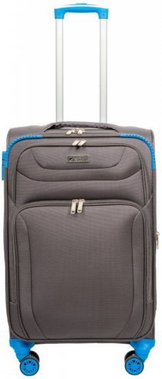מזוודת טרולי מבד בגודל 20 אינץ' דגם Napolitano מבית Camel Mountain - צבע אפור וכחול