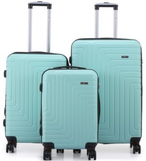 סט מזוודות קשיחות 20+25+29 אינץ' דגם Covent מבית Swiss Voyager - צבע מנטה