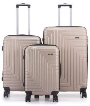 סט מזוודות קשיחות 20+25+29 אינץ' דגם Covent מבית Swiss Voyager - צבע שמפניה