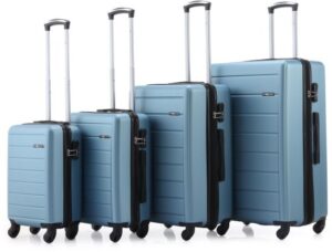 סט מזוודות קשיחות 17+19+24+28 אינץ' דגם Lisbon מבית Swiss Voyager - צבע כחול ג'ינס