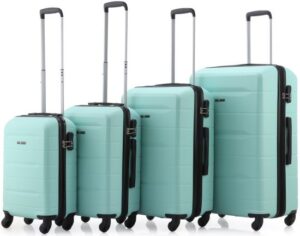 סט מזוודות קשיחות 18+20+24+28 אינץ' דגם Atlanta מבית Swiss Voyager - צבע מנטה