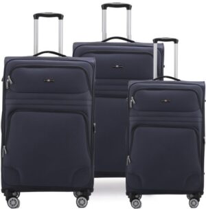 סט מזוודות בד 20+24+28 אינץ' דגם Castlegate מבית Swiss Voyager - צבע אפור