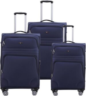 סט מזוודות בד 20+24+28 אינץ' דגם Castlegate מבית Swiss Voyager - צבע כחול נייבי