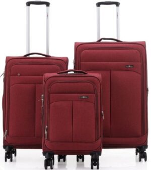 סט מזוודות בד 20+24+28 אינץ' דגם Brooklyn מבית Swiss Royal - צבע אדום כהה