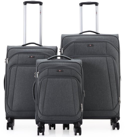 סט מזוודות בד 20+24+28 אינץ' דגם Tokyo מבית Swiss Royal - צבע אפור