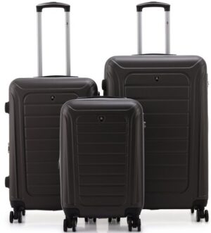 סט מזוודות קשיחות 20+25+29 אינץ' דגם Winton מבית Swiss Voyager - צבע אפור כהה