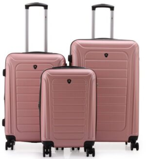 סט מזוודות קשיחות 20+25+29 אינץ' דגם Winton מבית Swiss Voyager - צבע רוז גולד