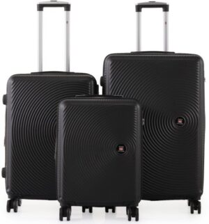סט מזוודות קשיחות 20+25+30 אינץ' דגם Berlin מבית Swiss Voyager - צבע שחור