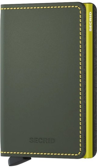 ארנק עור קומפקטי בעל הגנת Secrid Slimwallet RFID - צבע ירוק ליים