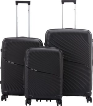 סט מזוודות קשיחות 20+24+28 אינץ' דגם NewYork מבית Swiss Voyager - צבע שחור