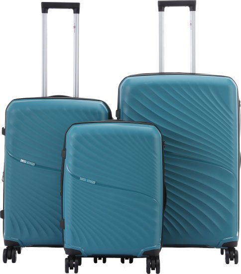 סט מזוודות קשיחות 20+24+28 אינץ' דגם NewYork מבית Swiss Voyager - צבע ירוק בקבוק