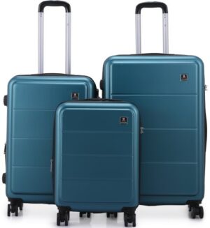 סט מזוודות קשיחות 20+24+28 אינץ' דגם Milano מבית Swiss Voyager - צבע ירוק בקבוק