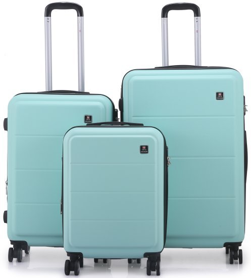 סט מזוודות קשיחות 20+24+28 אינץ' דגם Milano מבית Swiss Voyager - צבע מנטה