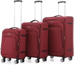 סט מזוודות בד 20+24+28 אינץ' דגם Tokyo מבית Swiss Royal - צבע אדום