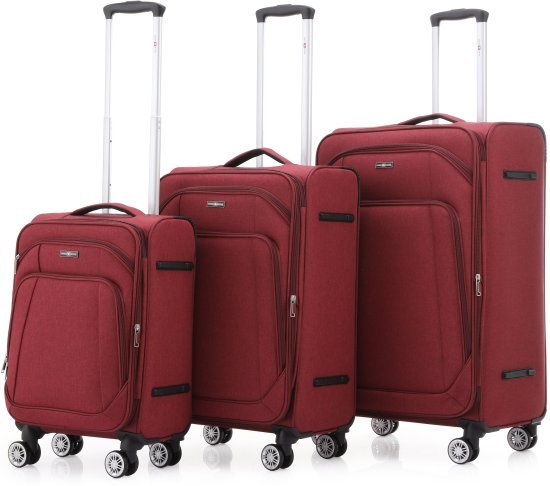 סט מזוודות בד 20+24+28 אינץ' דגם Tokyo מבית Swiss Royal - צבע אדום