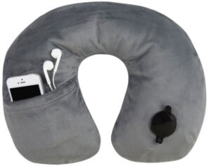 כרית מתנפחת לצוואר דגם Deluxe מבית Travelon - צבע אפור