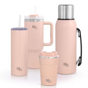 כוס תרמית עם ידית וקש 900 מ''ל סדרת To go מבית Food Appeal - צבע ורוד בהיר