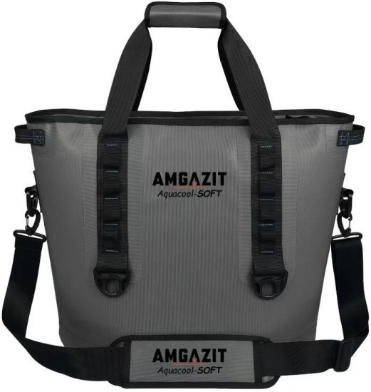 צידנית רכה מקצועית 30 ליטר דגם Aquacool-SOFT מבית AMGAZIT - צבע אפור / שחור