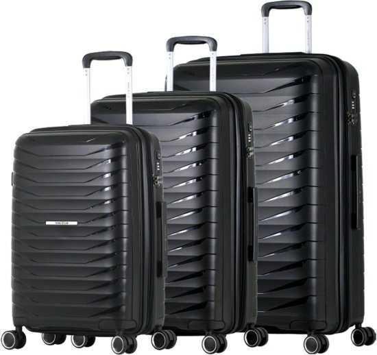 סט 3 מזוודות קשיחות 20/25 / 29 אינץ' Travel Club - צבע שחור