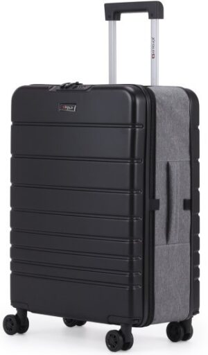 מזוודת טרולי ''20 מתקפלת עליה למטוס דגם XFOLD מבית Swiss Voyager - צבע שחור