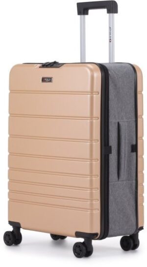 מזוודת טרולי ''20 מתקפלת עליה למטוס דגם XFOLD מבית Swiss Voyager - צבע שמפניה