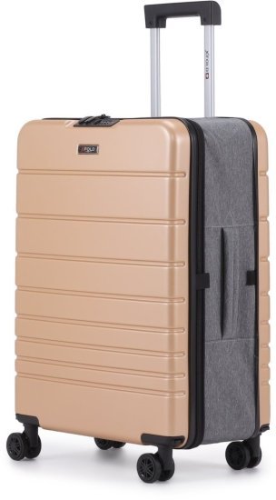מזוודת טרולי ''20 מתקפלת עליה למטוס דגם XFOLD מבית Swiss Voyager - צבע שמפניה
