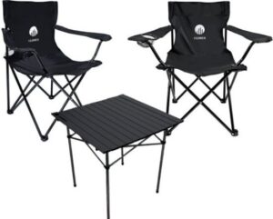 סט קמפינג שולחן עם 2 כסאות חוף מתקפלים מבית Climex - צבע שחור