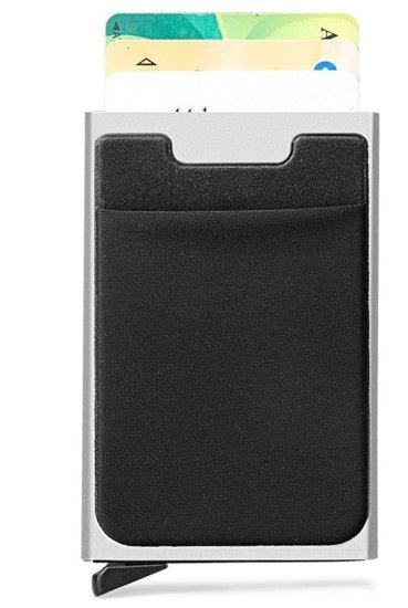 ארנק כרטיסים דק נשלף RFID דגם RFID Slim מבית Camel Mountain - צבע כסוף / שחור