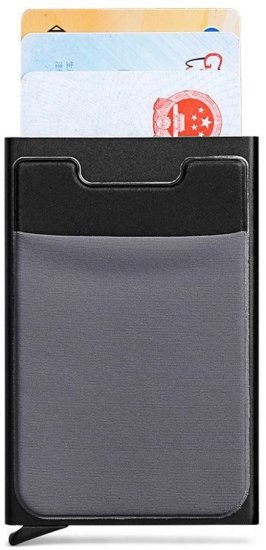 ארנק כרטיסים דק נשלף RFID דגם RFID Slim מבית Camel Mountain - צבע שחור / אפור