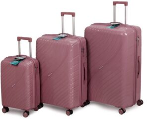 סט 3 מזוודות קשיחות 20/28 / 32 אינץ' Travel Club - צבע רוז גולד