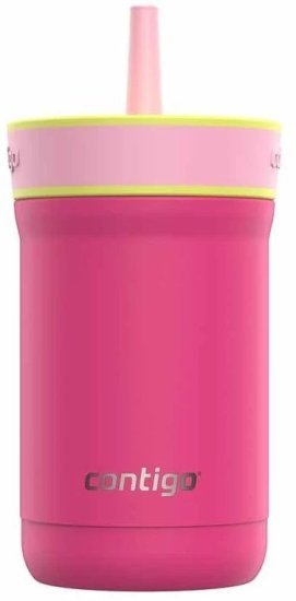 כוס נירוסטה עם קש 350 מ''ל דגם Leighton מבית Contigo - צבע ורוד פוקסיה