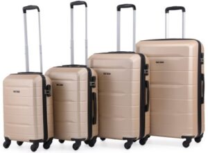 סט מזוודות קשיחות 18+20+24+28 אינץ' דגם Atlanta מבית Swiss Voyager - צבע שמפניה