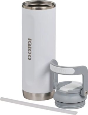 בקבוק שתייה תרמי עם קש 600 מ''ל מבית Igloo - צבע לבן