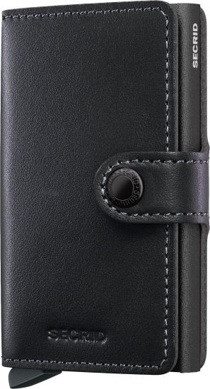 ארנק עור קומפקטי בעל הגנת Secrid Miniwallet RFID - צבע שחור Powedercoat