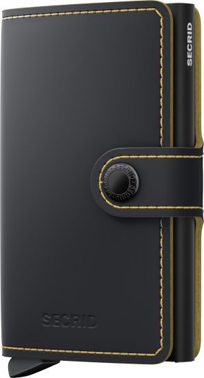 ארנק עור קומפקטי בעל הגנת Secrid Miniwallet RFID - צבע שחור מט וצהוב
