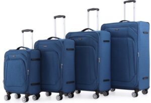 סט מזוודות בד 20+24+28+32 אינץ' דגם Tokyo מבית Swiss Royal - צבע כחול ג'ינס