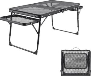 שולחן קמפינג מתקפל עם מגשים 70 ס''מ דגם Fenix מבית I-CAMP - צבע שחור