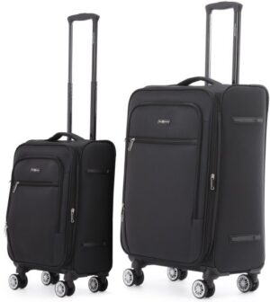 זוג מזוודות בד 20+28 אינץ' דגם Alpine מבית Swiss Voyager - צבע שחור