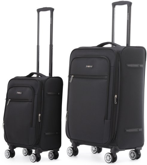 זוג מזוודות בד 20+28 אינץ' דגם Alpine מבית Swiss Voyager - צבע שחור