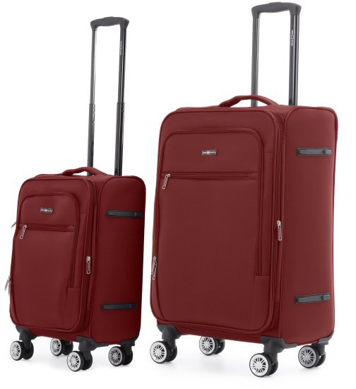 זוג מזוודות בד 20+28 אינץ' דגם Alpine מבית Swiss Voyager - צבע אדום כהה