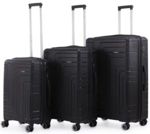 סט מזוודות קשיחות בלתי שבירות 20+26+30 אינץ' דגם Florida מבית Swiss Royal - צבע שחור